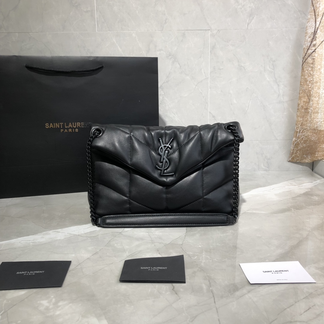 Saint Laurent Loulou Puffer Small Bag in quilted lambskin leather BLACK